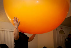 Climbing into a balloon